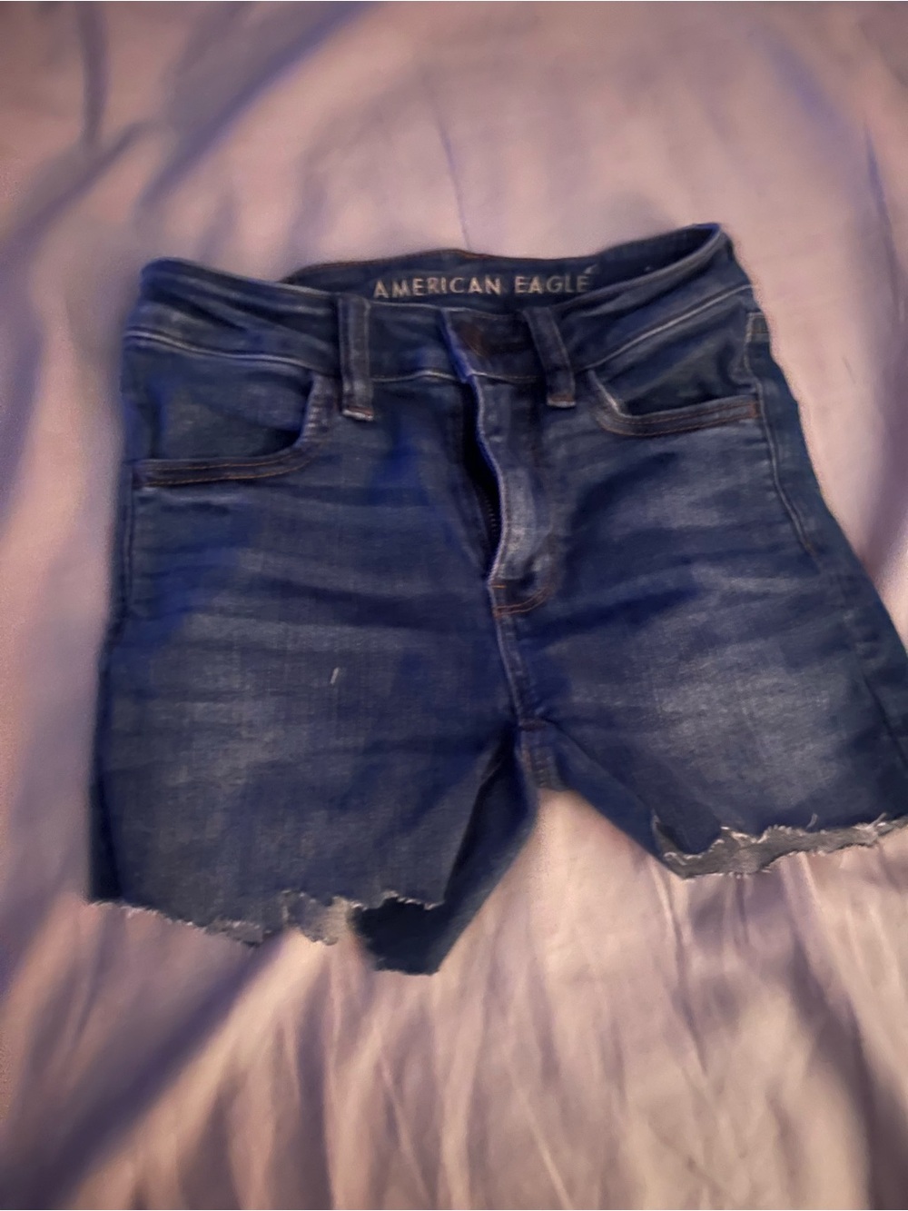 American Eagle Outfitters Blue Denim Frayed Hem Cutoff Shorts
